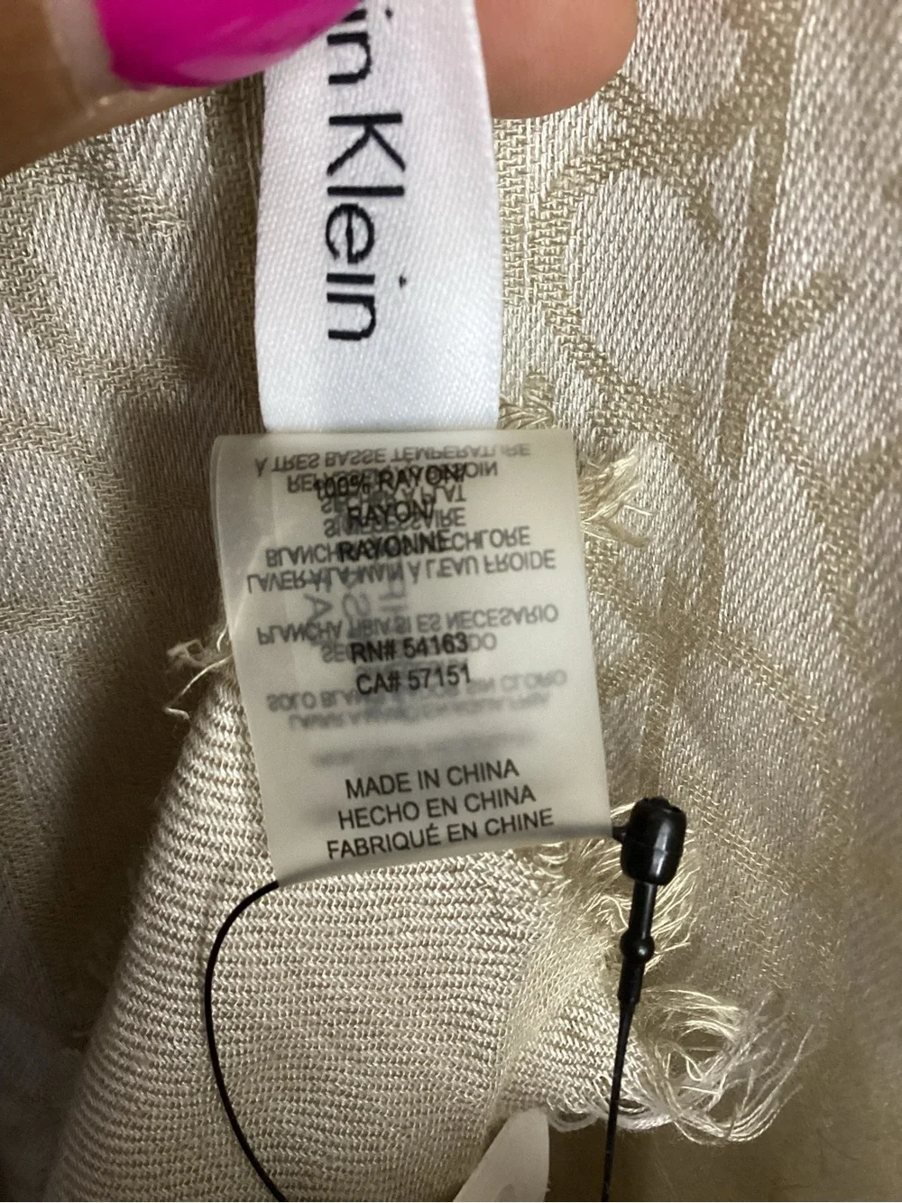 Calvin Klein Cream Logo Jacquard Scarf